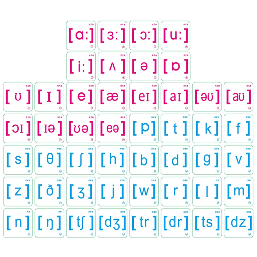 

48 Pcs Phonetic Symbol Tile Teaching Tool Magnetic Aid English Tools Pre-School Card Kids Aids Sticker