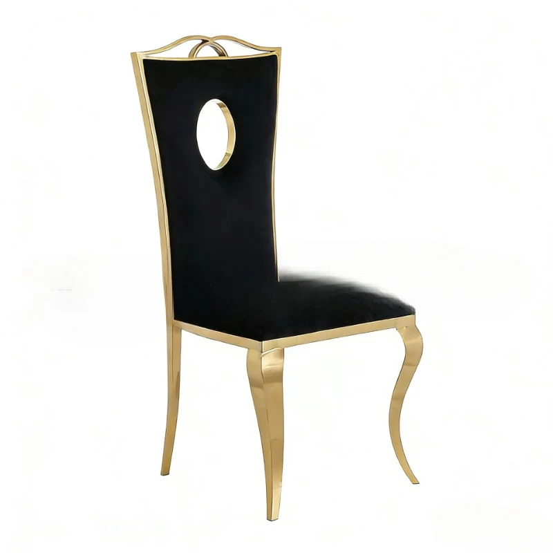 High-end dining chair European hotel household soft bag electroplating hotel chair Ya black gold wedding banquet chair
