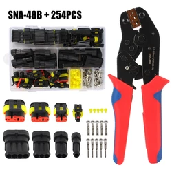 Car Cable Wire Connectors 254pcs 1/2/3/4Pin SNA-48B Crimping Plier Plug Terminals Waterproof Boat Caravan Automotive Accessories