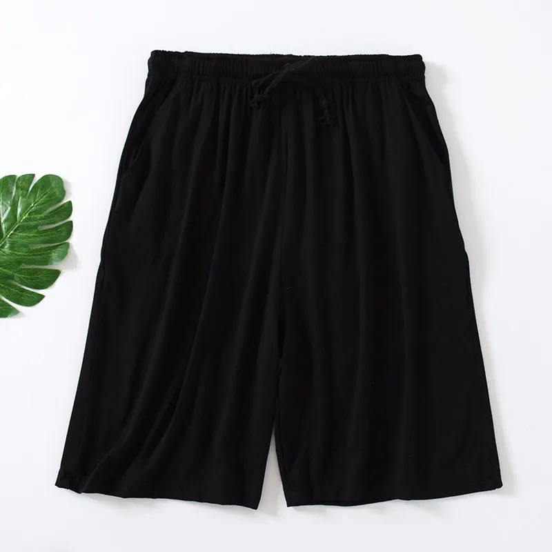 Calça fina de pijama casual solta masculina, shorts caseiros de cinco pontos, tamanho grande, moda praia para dormir, verão