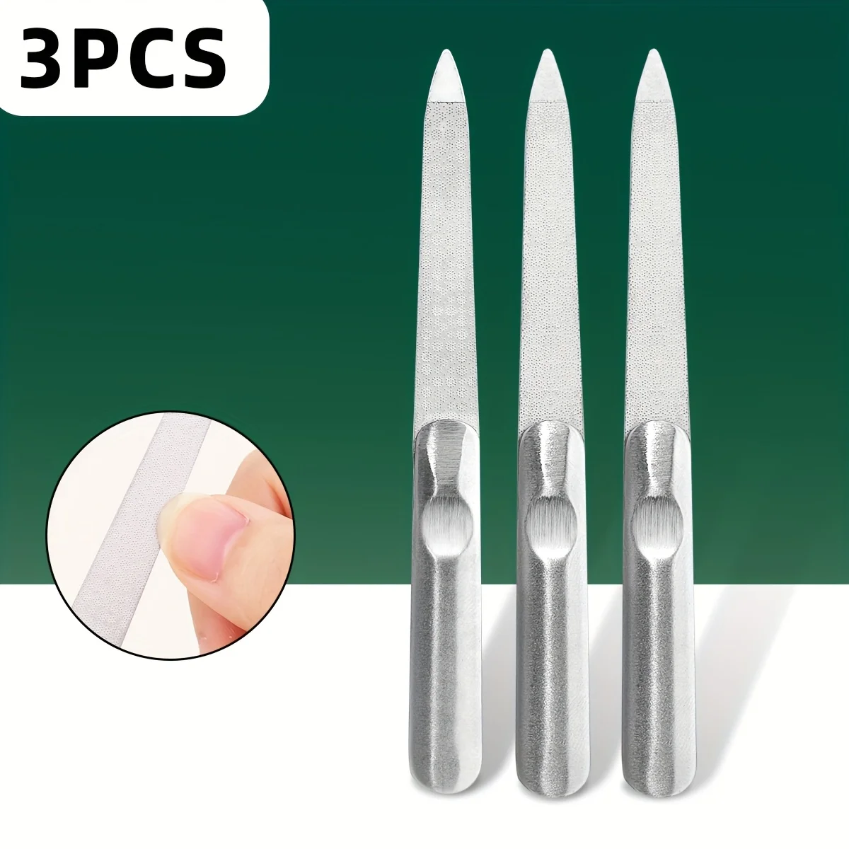 3-teiliges Professionelles Edelstahl-Nagelfeilen-Set, Doppelseitiger Metall-Polierstab für Maniküre und Pediküre, Nagelpflege-Werkzeuge