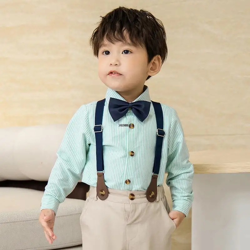 

Children Formal Wedding Set Newborn Baby Boys 1 Year Birthday Suit Prince Kids Shirt Pant Bowtie Photograph Dress Gentle Costume