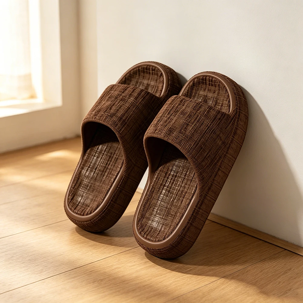 Wabi Sabi Neutral Earth Tone Men Women Casual Slippers Coffee Brown Platform EVA House Slide Sandals Unisex Hotel Shower Slides