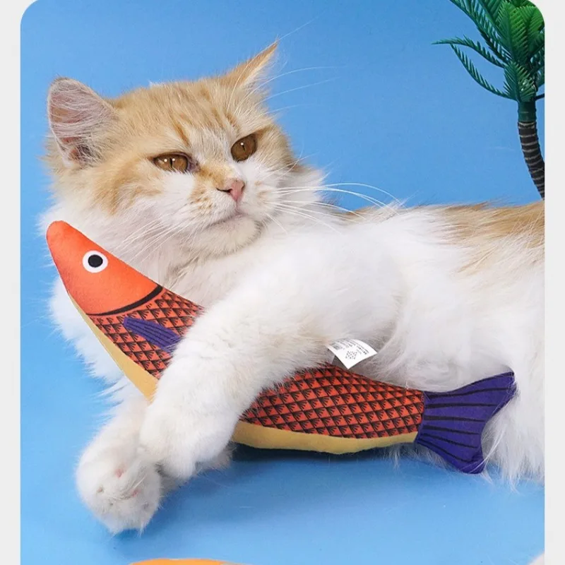 Cat Toy Catnip 3D Simulation Fish Saury Goldfish Kitten Toys Pillowfish Interactive Sounding Cat Chew Bite Plush Toy Cat Supply