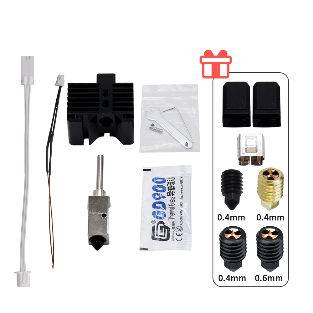 

For Bambu Lab X1 P1P Hotend Kit Up to 500℃ Upgraded Assembly LabX1-Carbon Combo Hotend Hardened Steel CHT Brass Nozzle