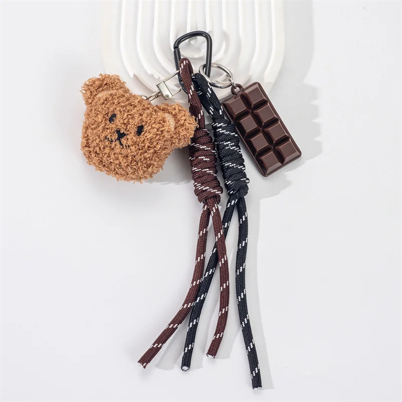 Y2K Braided Rope Bag Pendant High-grade Cute Plush Bear Keychain Pendant Fashion Bag Accessories for Women