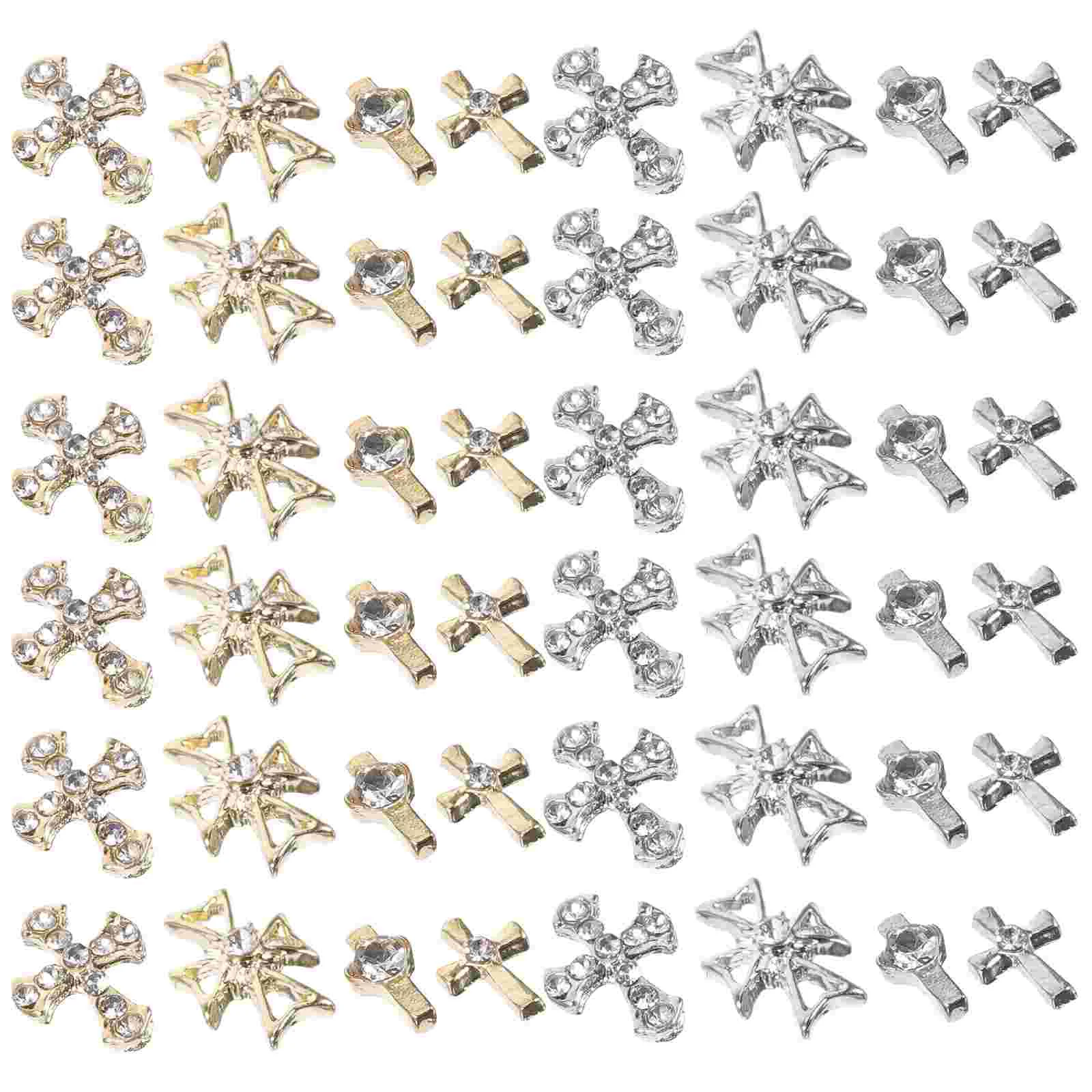 80 Pcs Manicure Nail Decoration Jewelry Cross Lightweight Charms Gems for Nails Bead Virgin Mary Rhinestones 3d