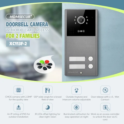 4 Wire XC113F-2 HD Outdoor Doorbell Camera IP65+5Pcs IC 13.56Mhz…