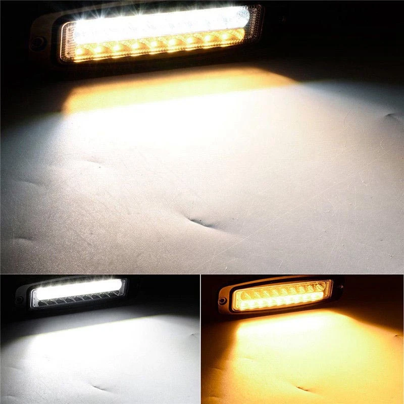 4Pcs 7 Inch Dual-Color 100W LED Work Light Bar Flush Mount Flood Driving Fog Lamp