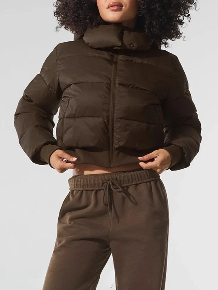 Giacca in cotone nero con cappuccio a collo alto addensare calda giacca invernale classica 2025 da donna cappotto da strada retrò stile americano da donna