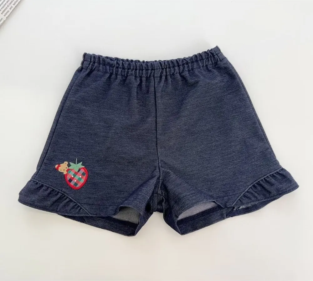 

summer kids girls clothes Japanese style girls' shorts Cartoon sticker embroidery Cute shorts