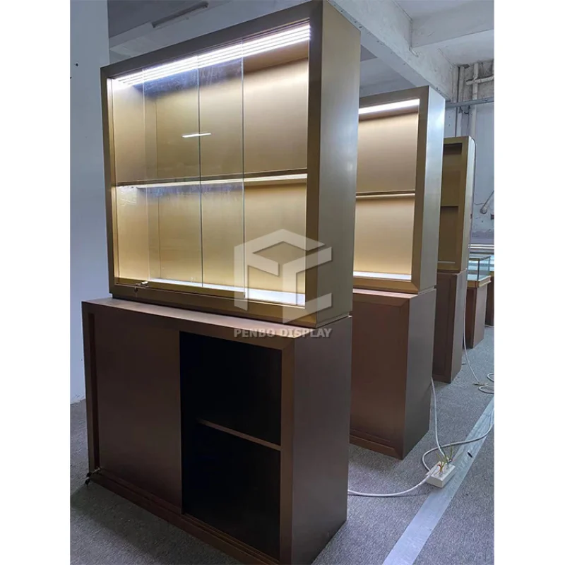 

2025customized.Luxury shop window exhibition counter custom metal glass jewellery cabinet jewelry display showcase