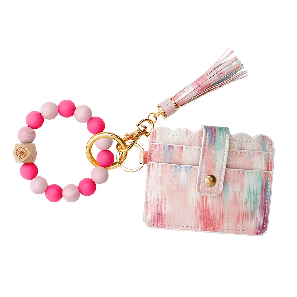

Silicone Key Ring Wrist Chains Women Cute Wristlet Bangle Wallet Keychain Blue Gray Bracelets Keychains Car Keys Fluorescent