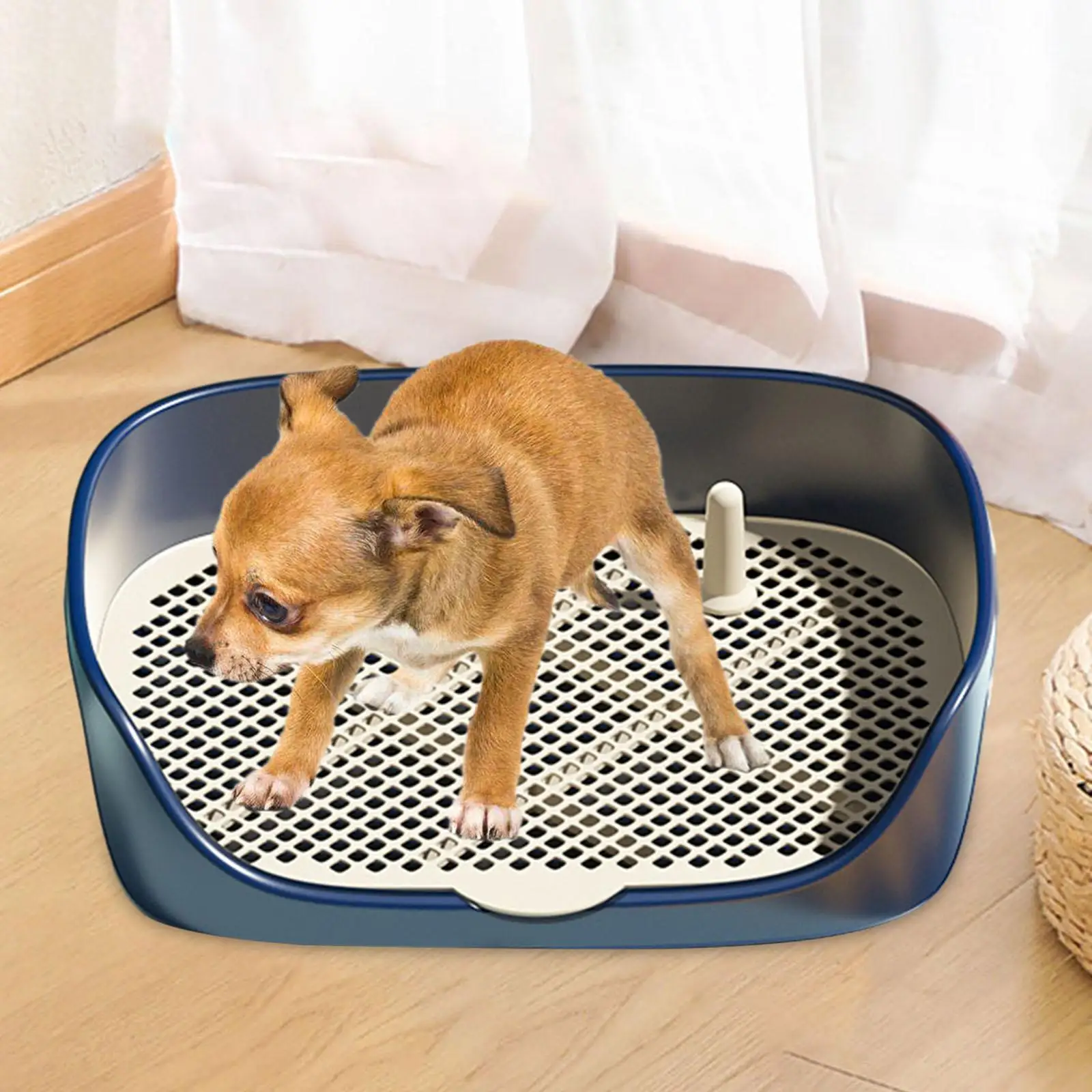 

Indoor Pet Litter Pan Removable Grille Puppy Potty Tray Portable Dog Toilet Training Cleaning Holder