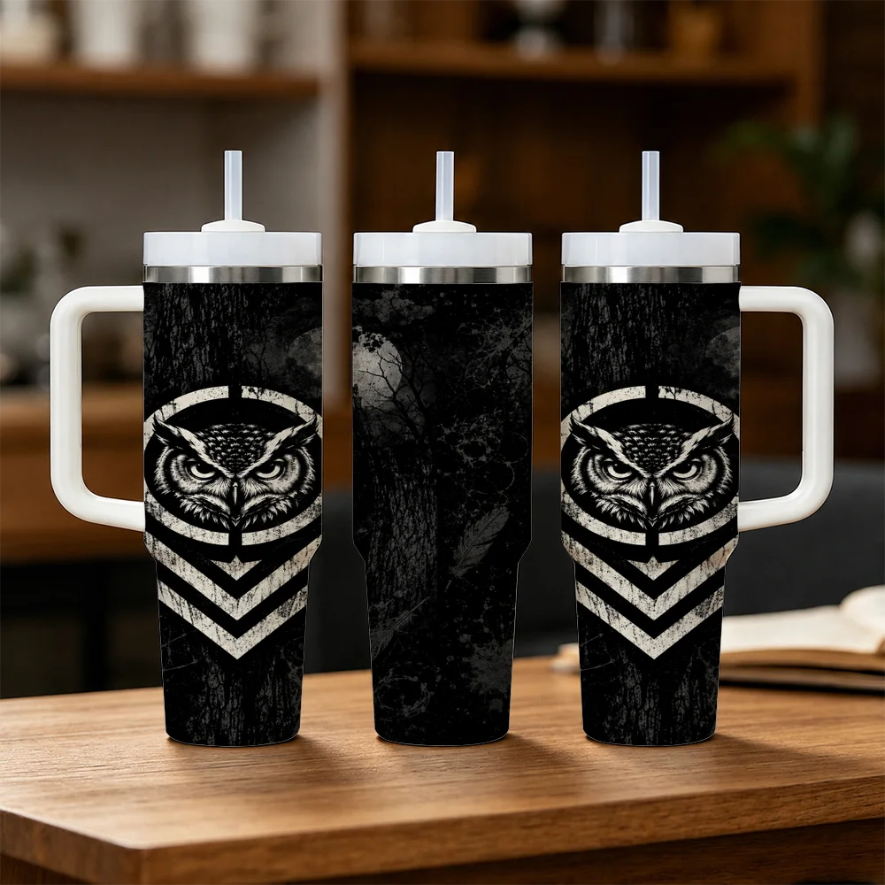 Dark Animal Gift for Men Vacuum Flasks 40oz Stainless Steel Insulated Tumbler With Handle & Straw Leakproof Travel Mug