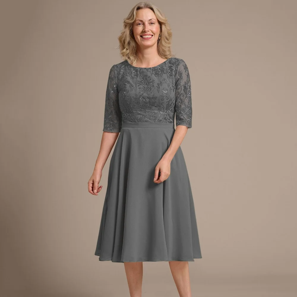 

Платья для матери по индивидуальному заказу, кружевные вечерние платья трапециевидной формы с короткими рукавами, элегантное вечернее платье длиной до колена, вечерние платья, свадебное платье