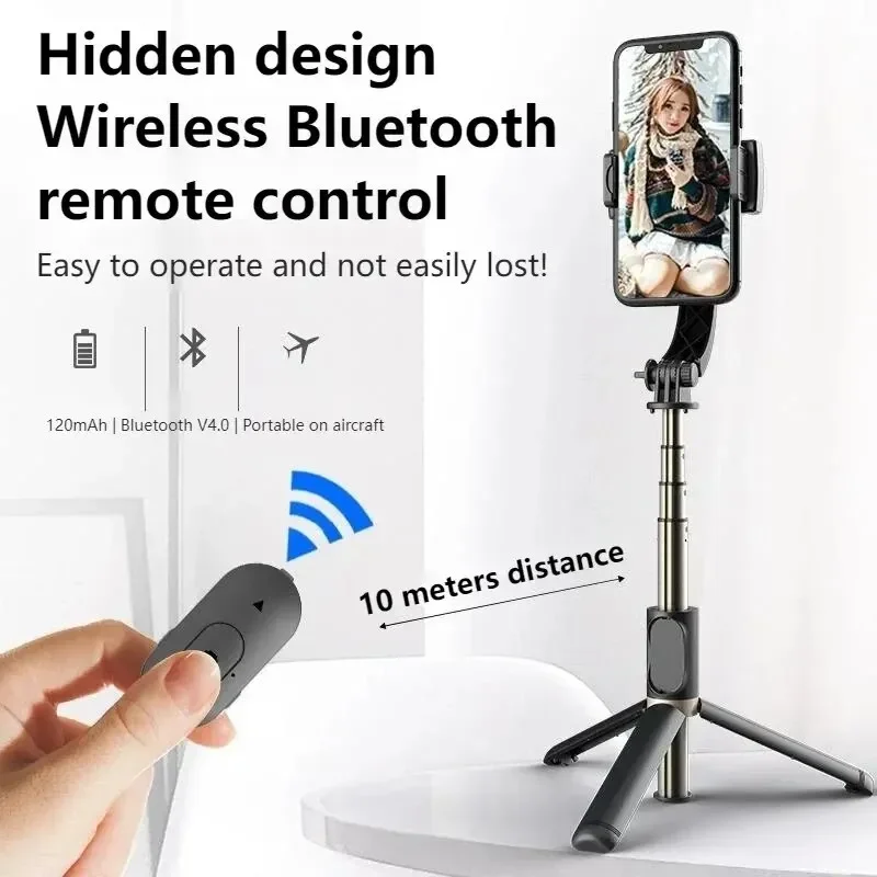 Q08 Mobile Phone Holder Video Stabilizer Bluetooth Selfie Stick Tripod Gimbal Stabilizer for IPhone 15 Samsung Xiaomi Live Stand