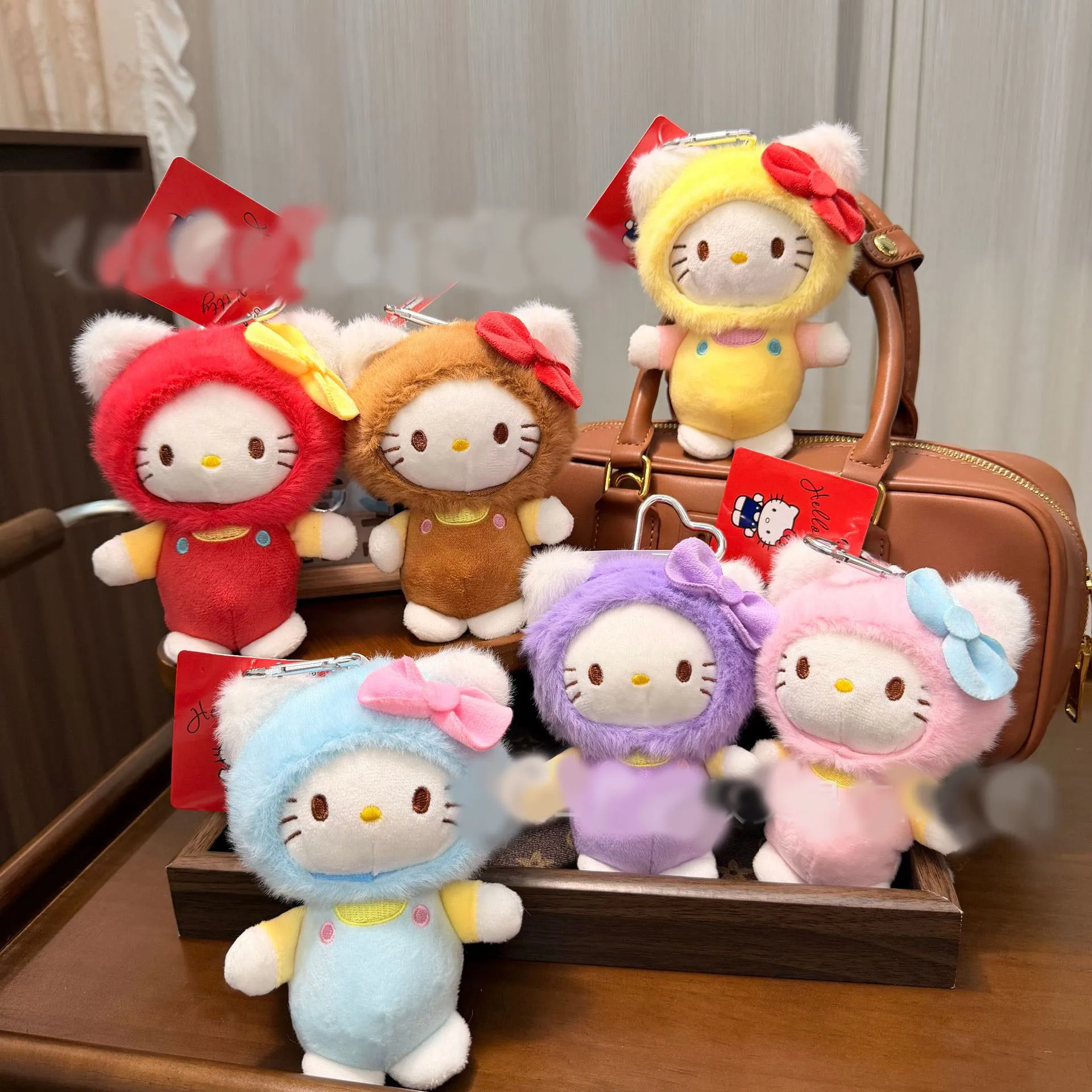 Niedlicher Hello Kitty Plüsch-Schlüsselanhänger, Stirnband, Taschenanhänger, Puppe, kleiner Anhänger, Figur, Geschenkanhänger