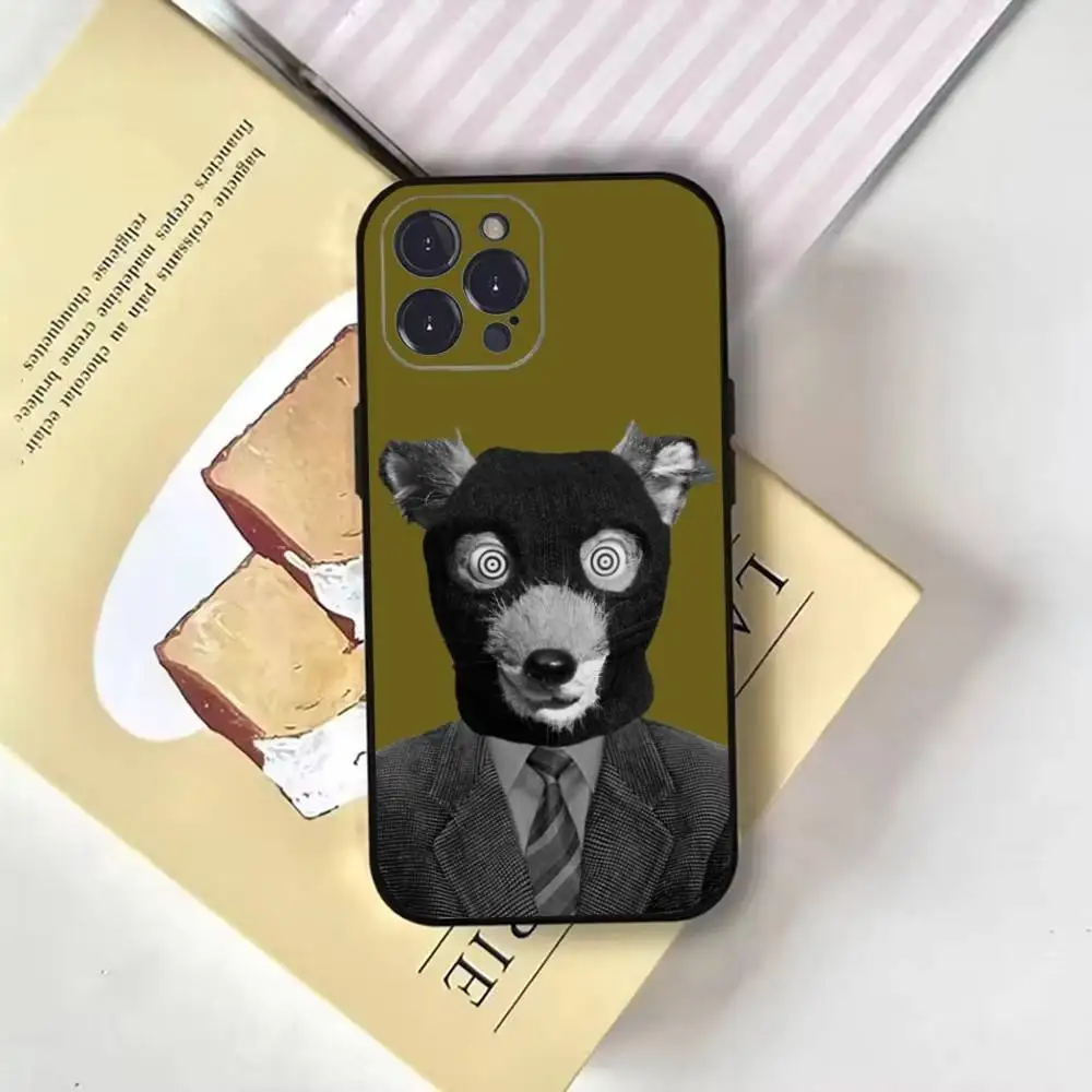 حافظة هاتف F-Fantastic Mr F-Fox لهاتف iPhone16,15,14,13,12,11 Plus,Pro Max,XS,X,XR,SE,Mini,8,7,غطاء أسود ناعم