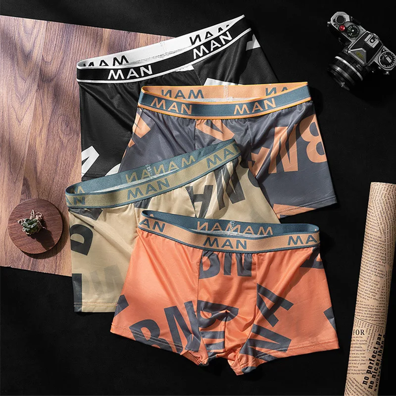 

3pcs Slot Faion Men Panties Sl Letter Printed Underwear Straight Leg Eighteen orts Youthful Energy Sle