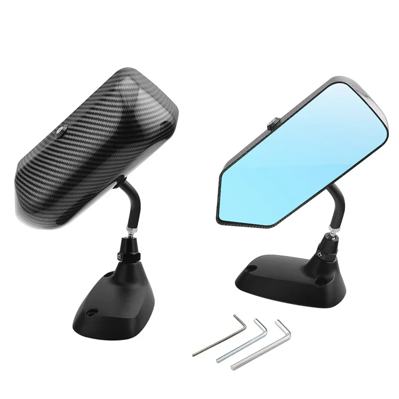 Car Universal Tuning Mirror F1 Aluminum Base Carbon Fiber Rearview Blue Mirror Tuning Mirror