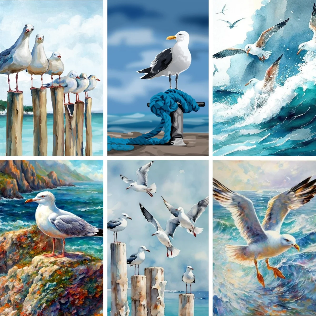 

DIY Square/Round Diamond Painting Bird Coastal Seagull Nautical Theme Diamond Embroidery Rhinestone Beach House Wall Art
