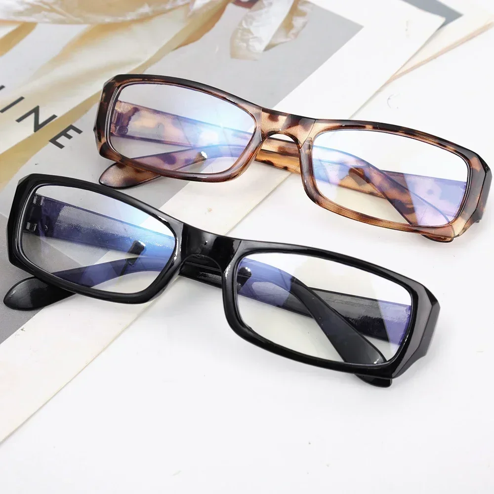 2024 Kroean Harajuku Square Glasses Frame Women No Makeup Fashion Anti-blue Glasses Men Contrasting Cute Decorative Glasses