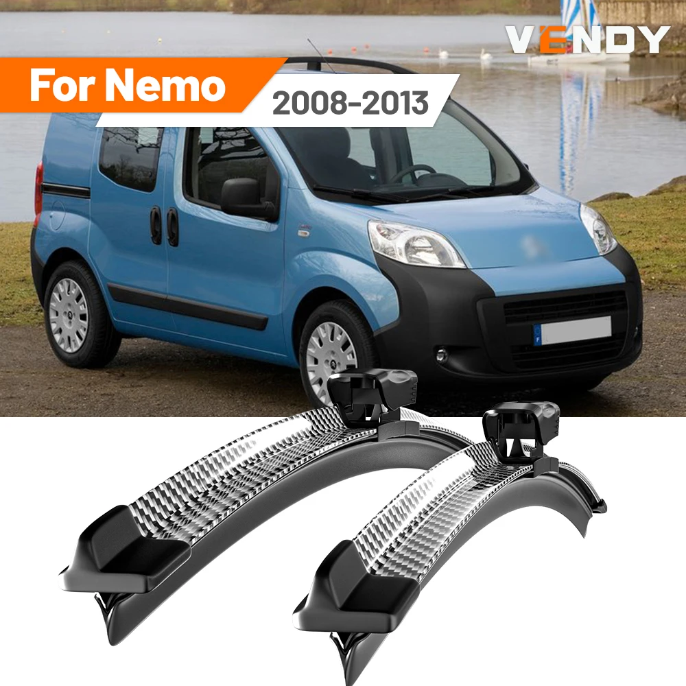 

For Citroen Nemo 2008-2013 2009 2010 2011 2012 2pcs Front Windshield Wiper Blades Windscreen Wipers Carbon Fibre & Black