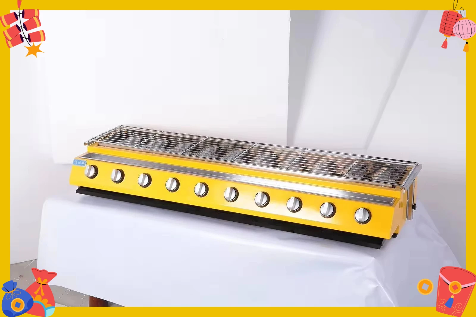 

Commercial BBQ Grill 10 Burners Smokeless Stainless Steel Roast Stove Outdoor Barbecue Cooking Oven for Restaurant
