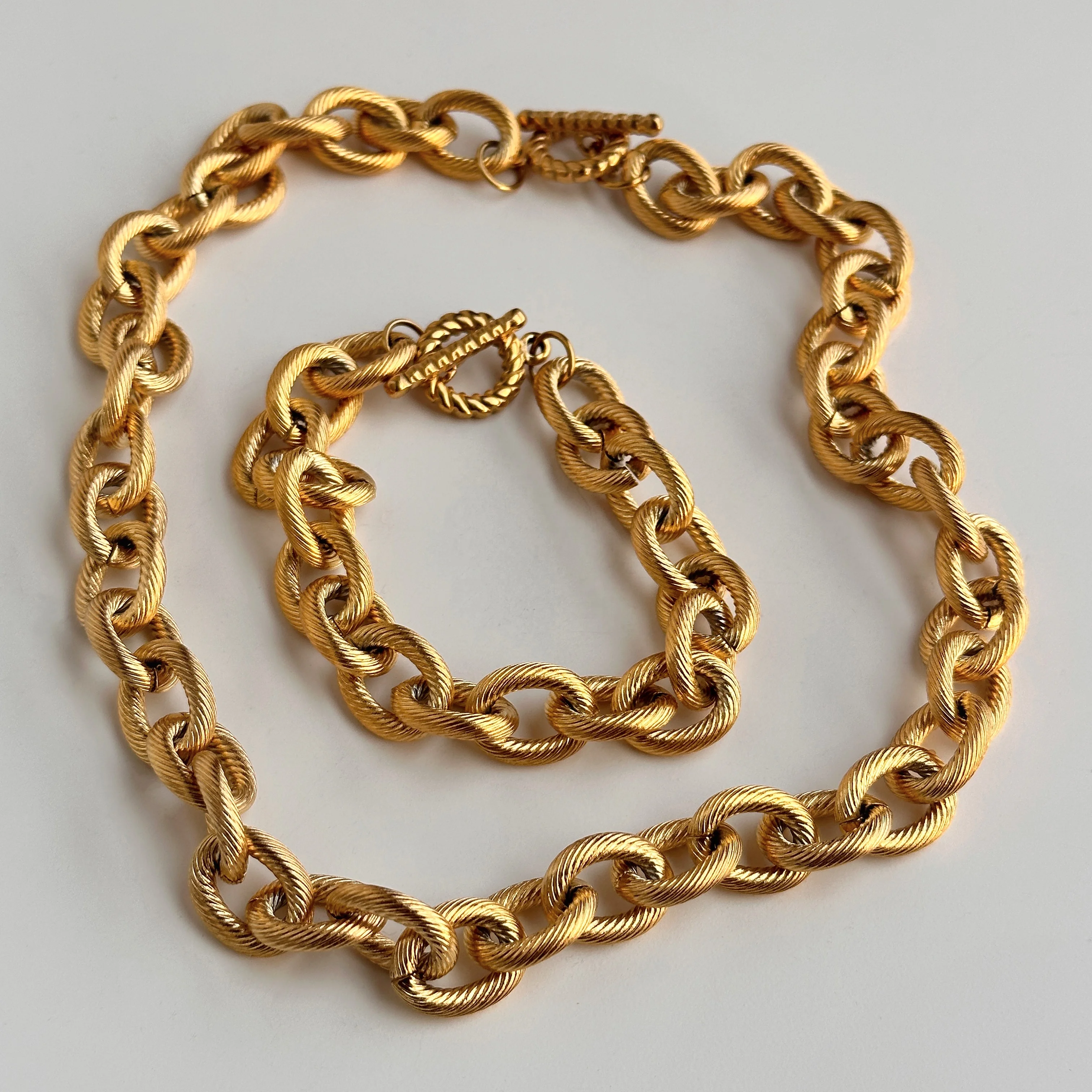 

DASEIN Vintage Hip Hop Stainless Steel Chunky Chain Necklace Bracelet 18k Gold Plated Tarnish Free Luxury Jewelry Unisex