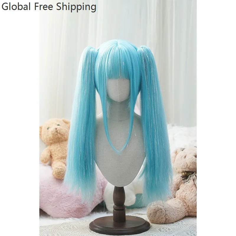 Lolita Wig Cosplay Laser Wire Shiny Straight Hair For Women Anime Roleplay Synthetic Princess Cosplay Halloween Harajuku Wig