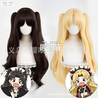 Tohsaka Rin Cosplay Wig Game FGO Fate/stay Night Irkalla Ereshkigal Cosplay Wigs 85CM Brown Gold Heat Resistant Synthetic Hair