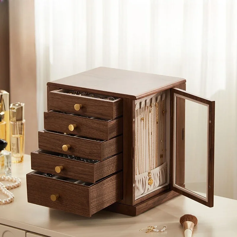 Jewelry box, rotatable large capacity, earring jewelry storage box.