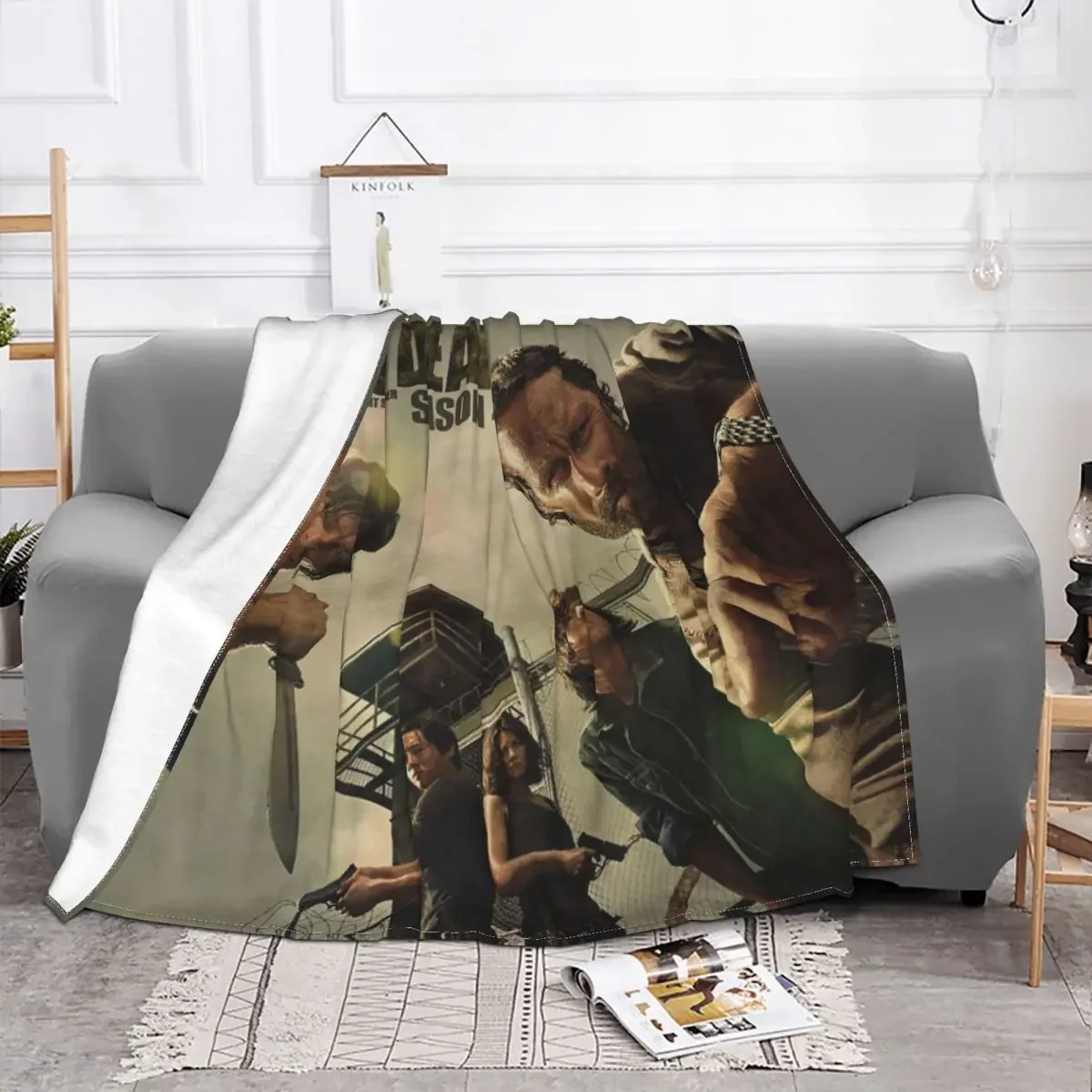 The Walking Dead Violence Knitted Blankets Horror Movie Rick Grimes Daryl Dixon Throw Blankets Bedding Couch Soft Warm Bedspread