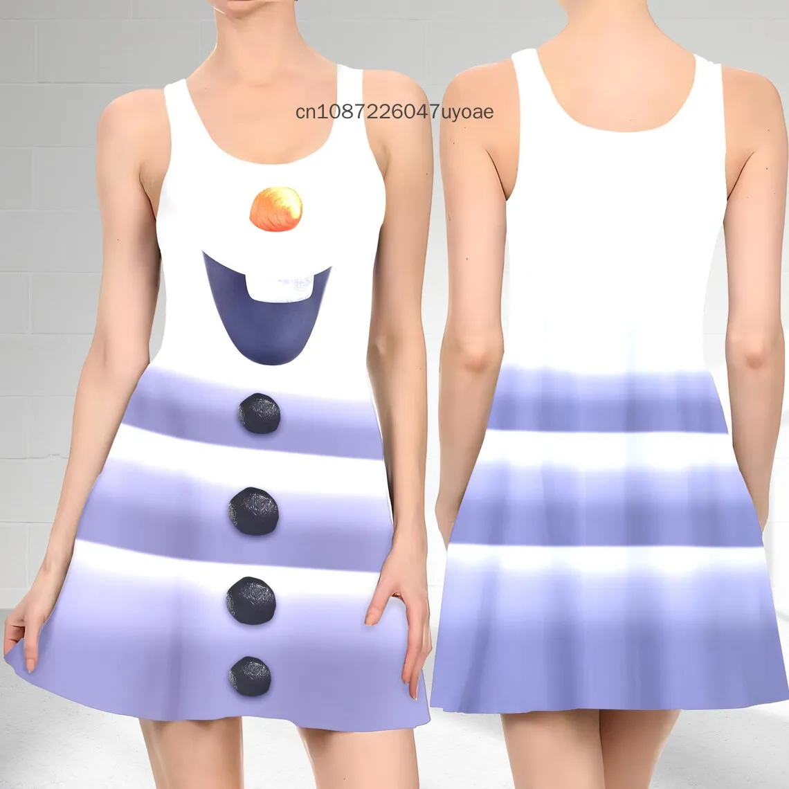 Abito da donna Disney Olaf Abito da pupazzo di neve Abito da pattinatore per adulti 2025 Moda estiva Stampa Sexy Skinny Mare Casual Top oversize