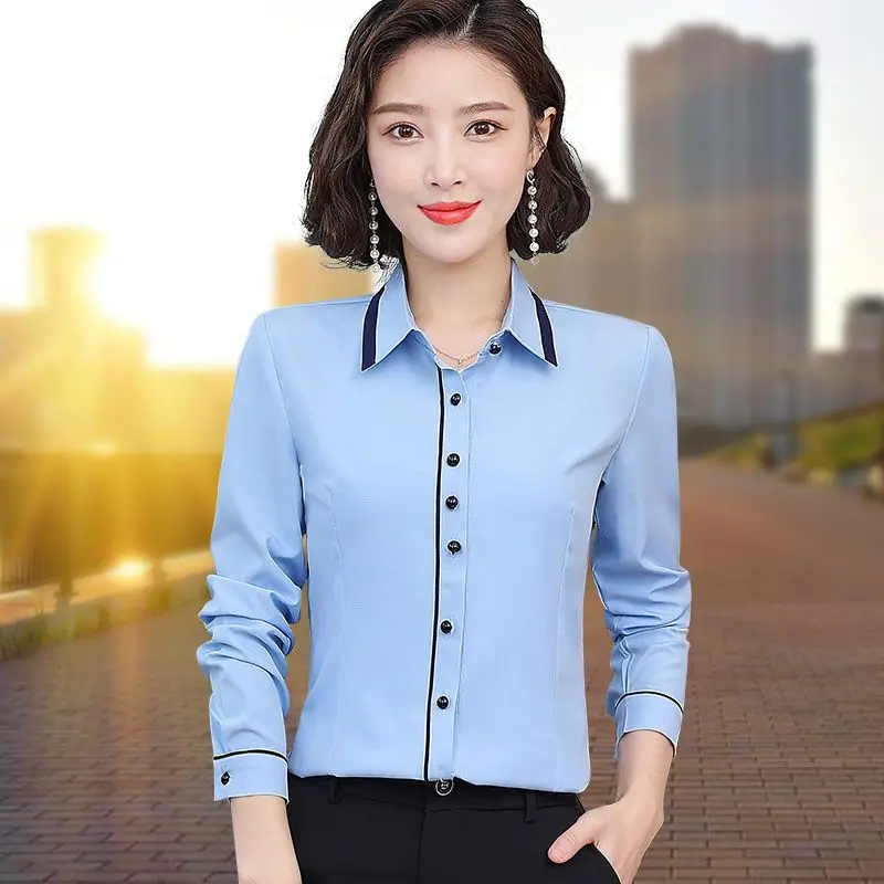 

Белая рубашка, женская одежда с длинными рукавами, женская одежда в корейском стиле, тонкая элитная рабочая одежда, женская рубашка JJ91