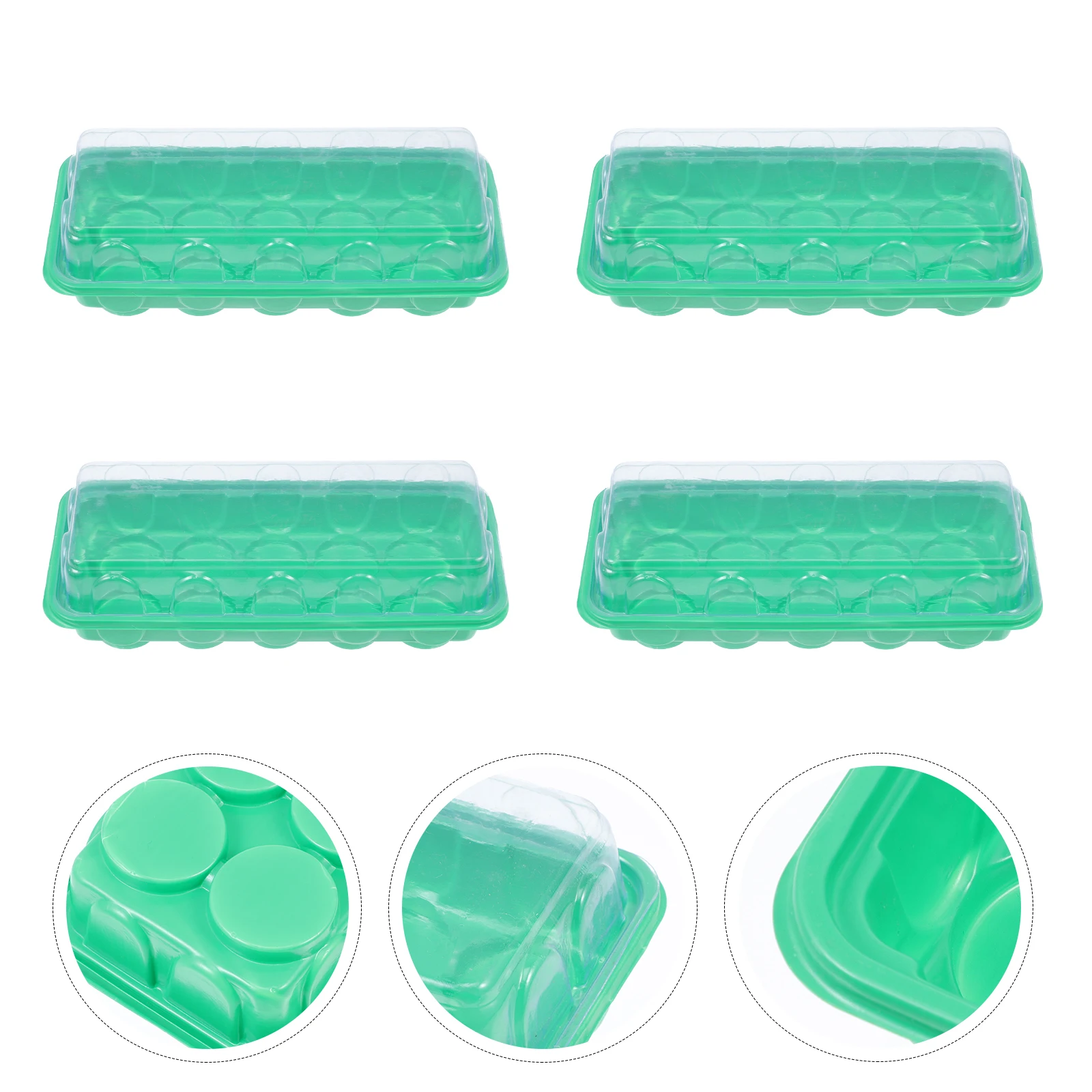

4pcs Premium Transparent Nursery Boxes For Seedlings Growth Durable Plastic Plant Germination Boxes Garden Planting Supplies