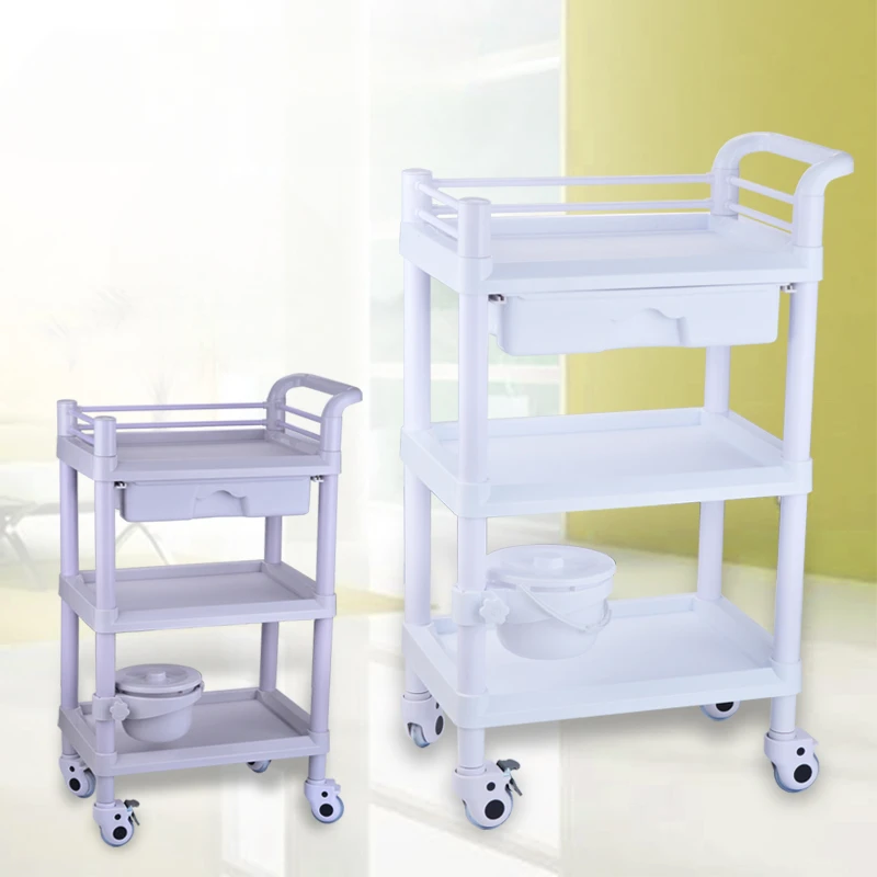 Beauty trolley, beauty salon specialized multifunctional handcart instrument product, hair salon with drawers, three-layer