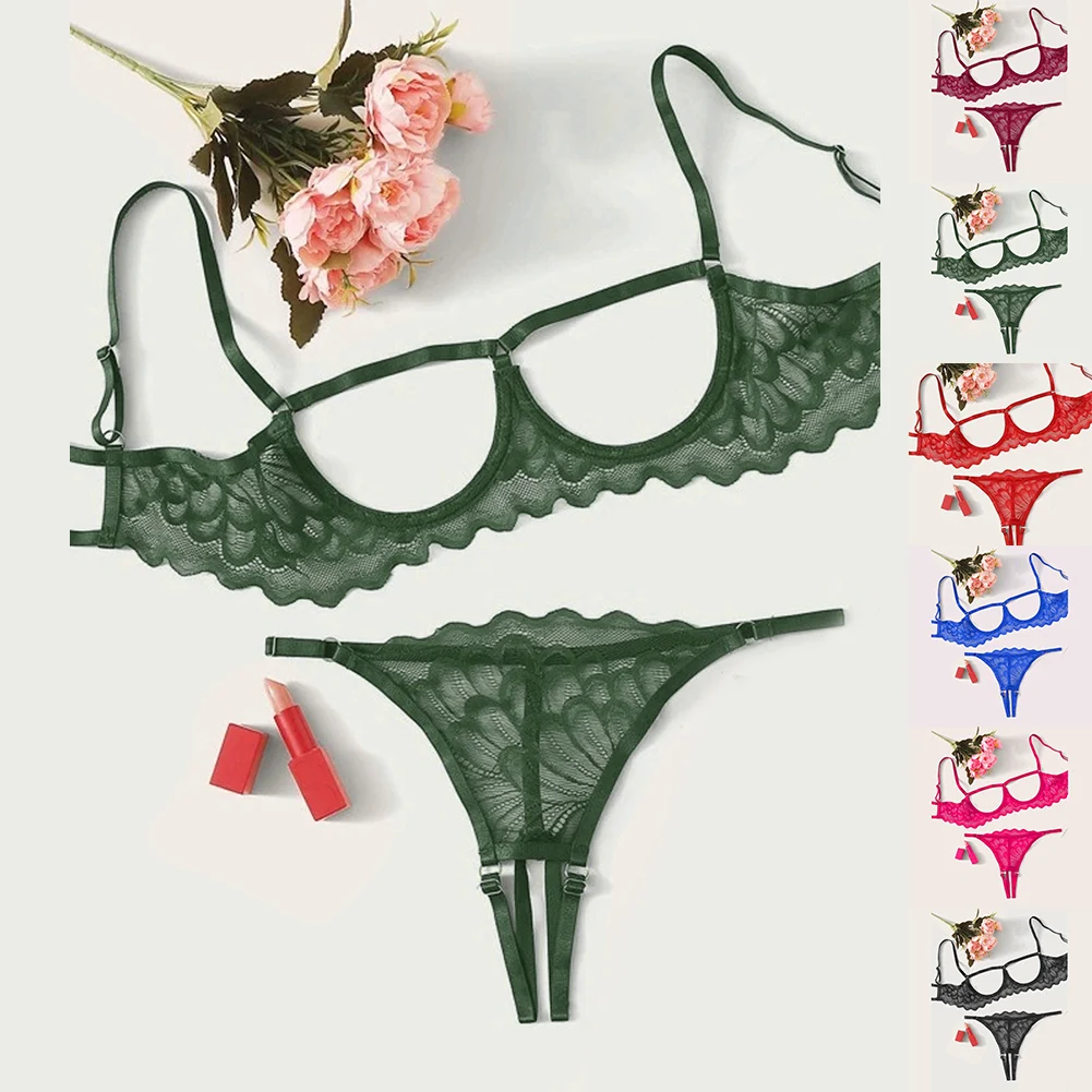 

Female Lingerie Two Piece Suit Lace Lingerie T-Back Set Home Use Hotel Use Medium Stretch Sleepwear Sleeveless