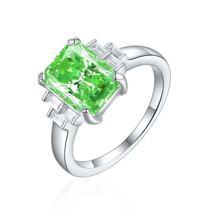 

S925 Sterling Silver 1.2ct Carat Flame Ice Flower Cut Ring Luxurious 7*7 Four-prong Wedding Ring
