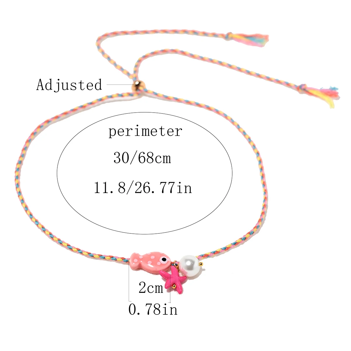Colorful Bohemian Ceramic Fish Pendant Necklace for Women Adjustable Multicolored Rope Choker, Perfect for Summer Beach Vacation image 2