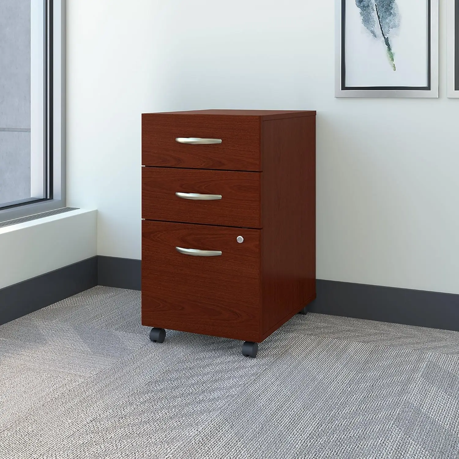 Series C Mobile Under Desk Arrives Fully Assembled | Stylish 3 Drawer File Cabinet for Professional or Home Office