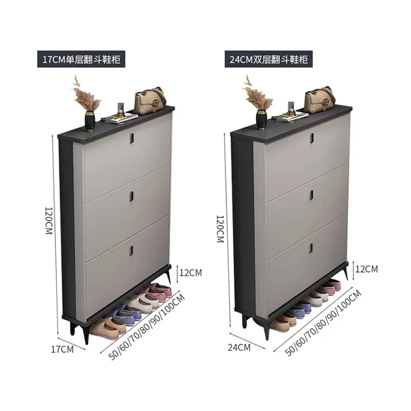 Italian Large Capacity Shoe Cabinet Ultra Thin Tipping Bucket Rotating Shoe Rack Hidden Storage Sapateira Home Furniture
