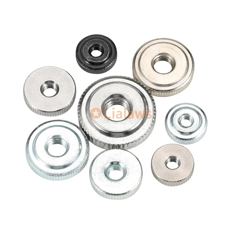 GB807 304 Mur Jempol Knurled Baja Karbon Baja Tahan Karat M2 M2.5 M3 M4 M5 M6 M8 M10 M12 Mur Pengencang Tangan Langkah Kecil Berlapis Zn/Ni