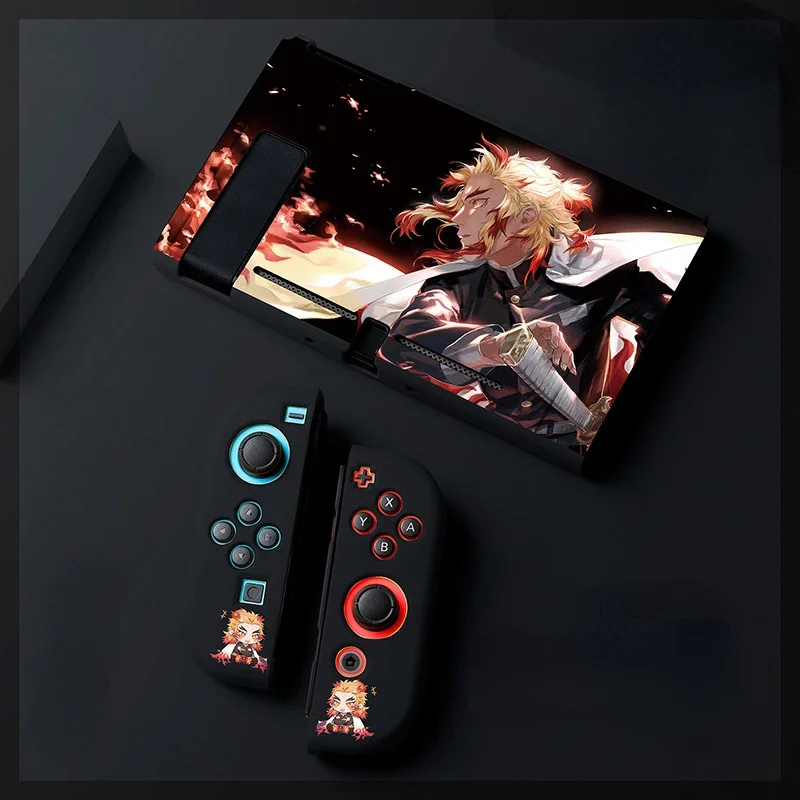 Demon Slayer Anime Figure Case for Nintendo Switch Game Oled Shell Split Silicone Protector Cover Compatible Charging Cradle