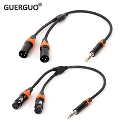 1PC 6.5 do 2 XLR Aduio kabel wysokiej jakości 6.5mm Stereo do Dual XLR kabel mikser głośnik 1/4 Cal TRS Y Splitter ekranowane przewody