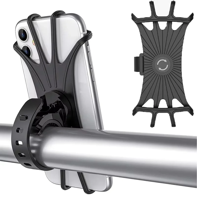 

Универсальный держатель для мобильного телефона на мотоцикл и велосипед 360° ° Вращающаяся подставка для телефона, силиконовый кронштейн для велосипедного руля для iPhone, Xiaomi, Huawei