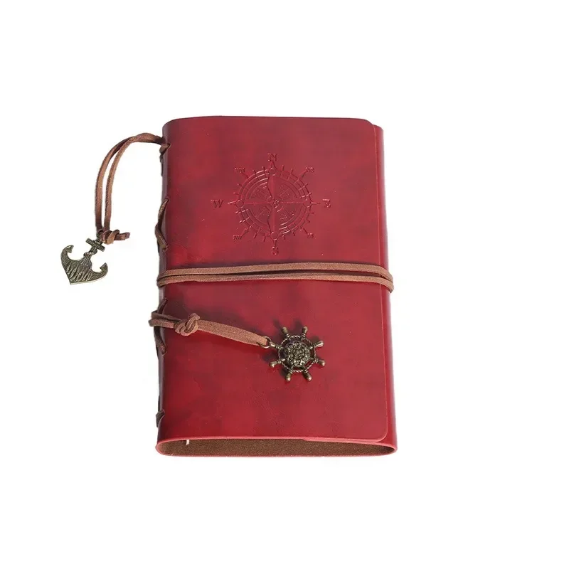 

1pc Vintage Spiral Notebook,creative Corsair Anchor Decoration design, PU Leather Loose-leaf Diary, Travel record book