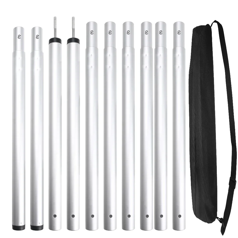 Set van 2 zeilstokken telescopische camping vervanging 3-delige aluminium tentstangen voor regenvlieg camping onderdak luifel luifel