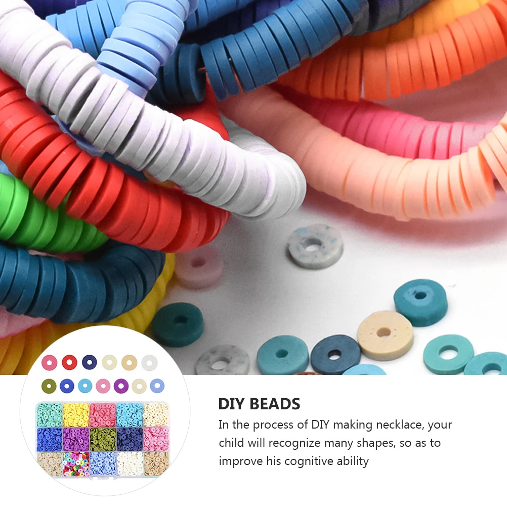 

3600 Pcs Soft Ceramic Beads Material for DIY Necklace Bracelet Kids Clay Polymer Round Pendant Colorful Jewelry Making Craft